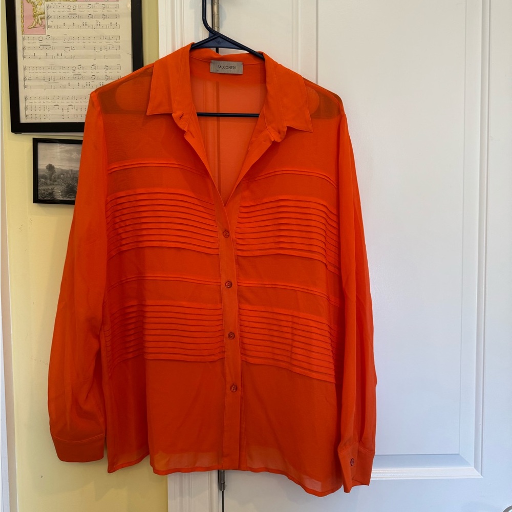 Falconeri High-End Italian Orange Button-Up Blouse